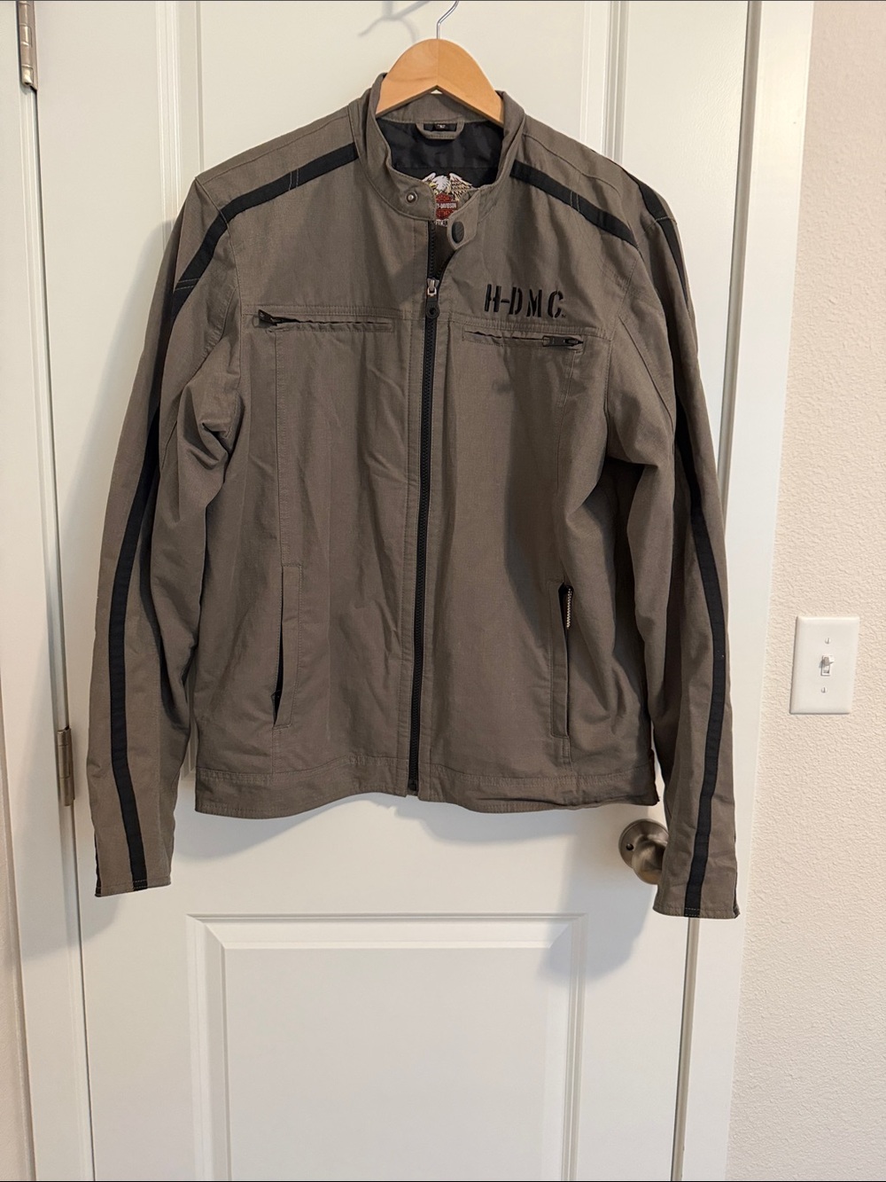 Harley-Davidson Olive Green Jacket with Black Stripes